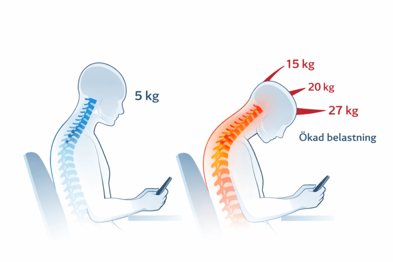 nacksmärta som strålar upp mot huvudet vid flekterad hållning