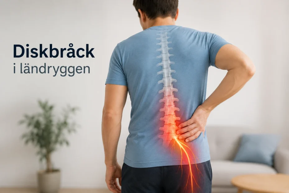 Diskbråck i ländryggen med ischias och utstrålande smärta ner i benet