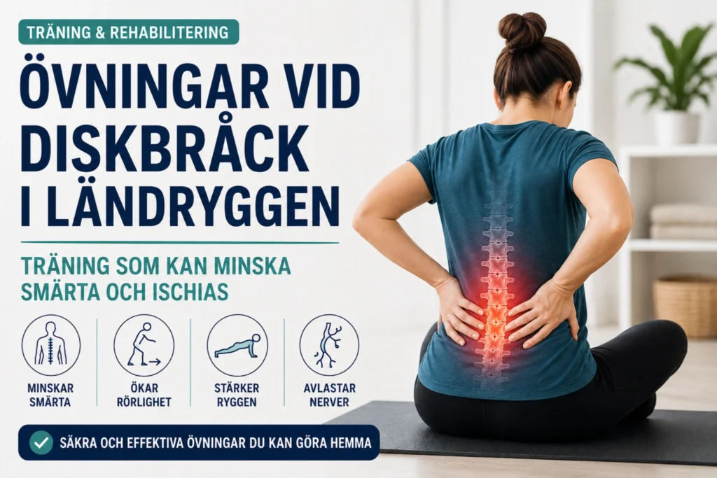 Övningar vid diskbråck i ländryggen för att minska smärta och ischias